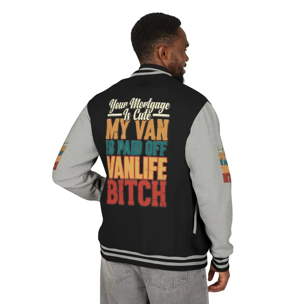 Unisex Heavyweight Letterman Jacket — "Your Mortgage Is Cute" Design F**K-Line