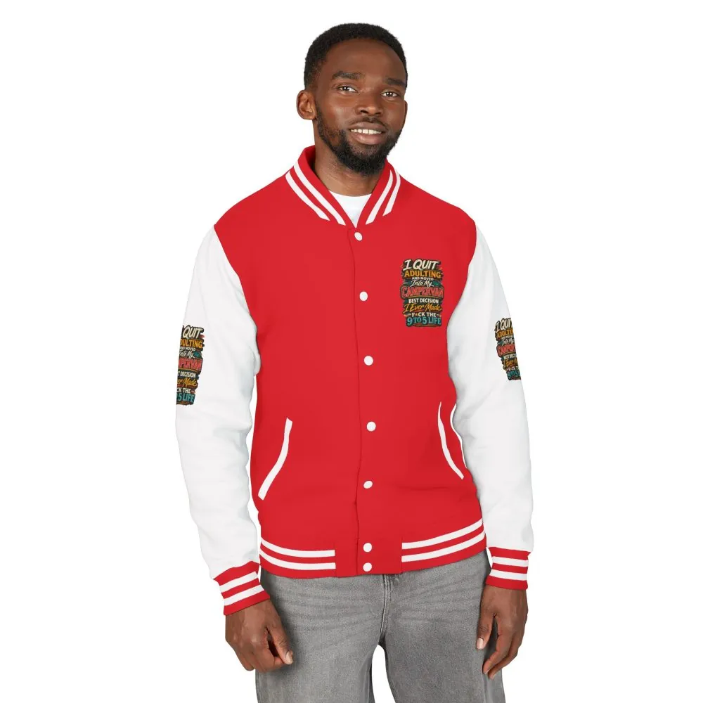 Unisex Heavyweight Letterman Jacket — "I Quit Adulting" Design F**K-Line