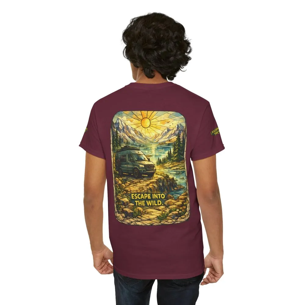 Unisex Heavy Cotton Tee — "Escape Into The Wild" Design Cubic-Line