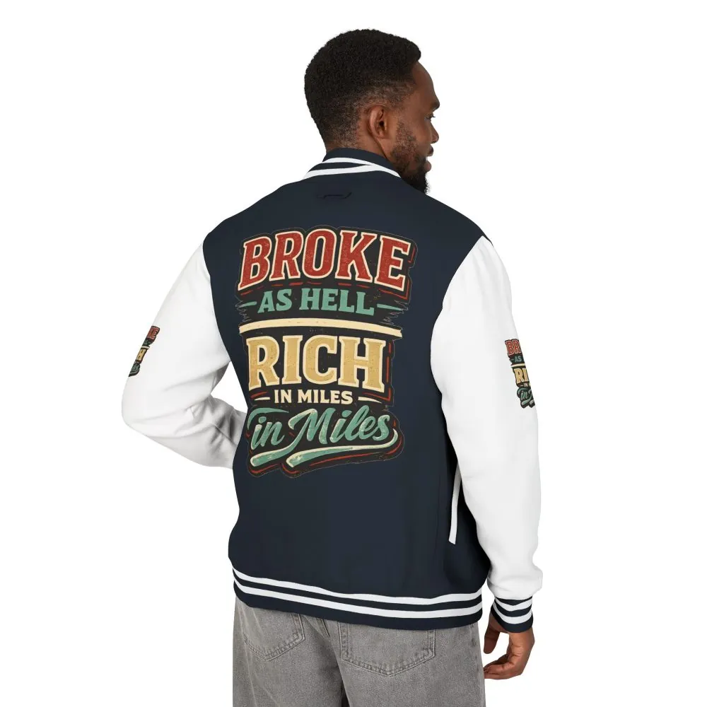 Unisex Heavyweight Letterman Jacket — "Broke As Hell" Design F**K-Line
