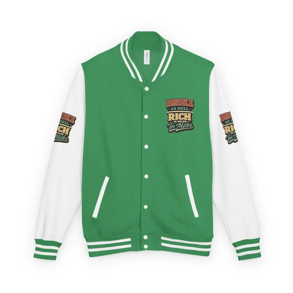 Unisex Heavyweight Letterman Jacket — "Broke As Hell" Design F**K-Line