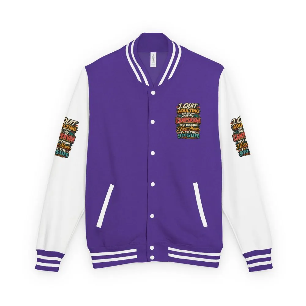 Unisex Heavyweight Letterman Jacket — "I Quit Adulting" Design F**K-Line