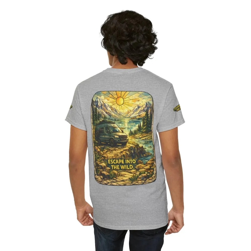 Unisex Heavy Cotton Tee — "Escape Into The Wild" Design Cubic-Line