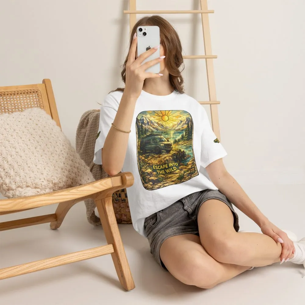 Unisex Heavy Cotton Tee — "Escape Into The Wild" Design Cubic-Line