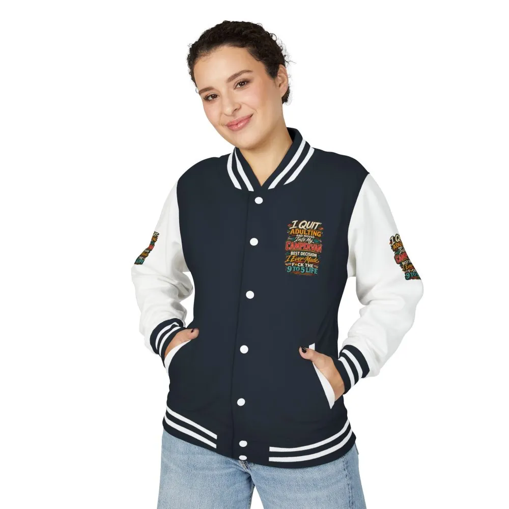 Unisex Heavyweight Letterman Jacket — "I Quit Adulting" Design F**K-Line