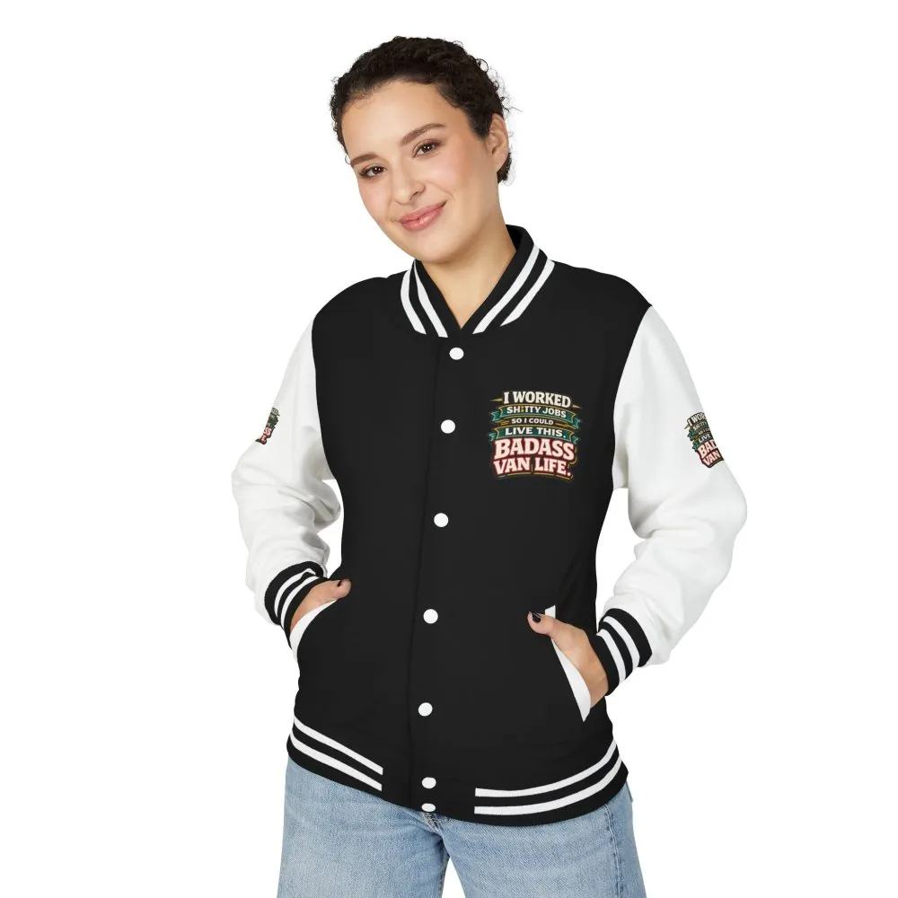 Unisex Heavyweight Letterman Jacket — "I Worked Shitty Jobs" Design F**K-Line