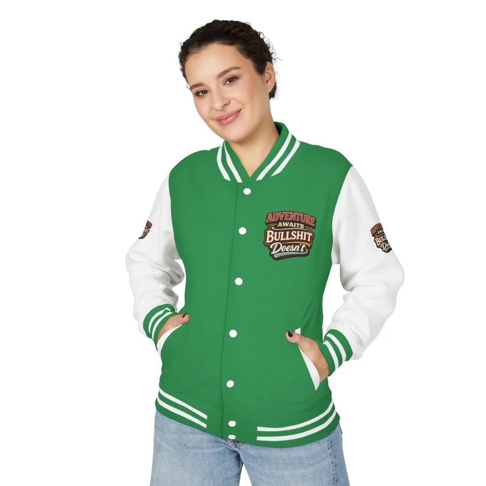 Unisex Heavyweight Letterman Jacket — "Adventure Awaits" Design F**K-Line