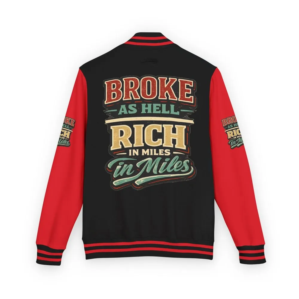 Unisex Heavyweight Letterman Jacket — "Broke As Hell" Design F**K-Line