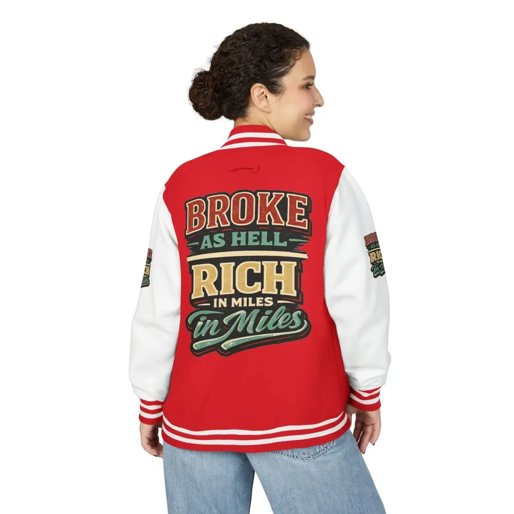 Unisex Heavyweight Letterman Jacket — "Broke As Hell" Design F**K-Line