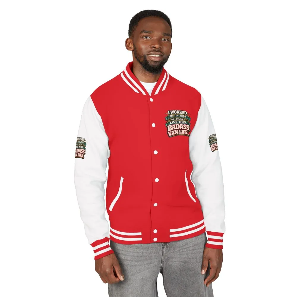 Unisex Heavyweight Letterman Jacket — "I Worked Shitty Jobs" Design F**K-Line