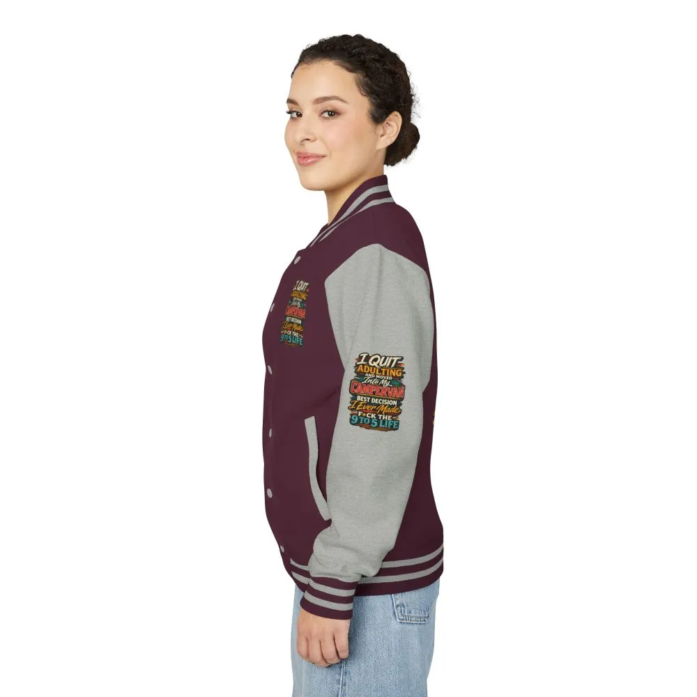 Unisex Heavyweight Letterman Jacket — "I Quit Adulting" Design F**K-Line