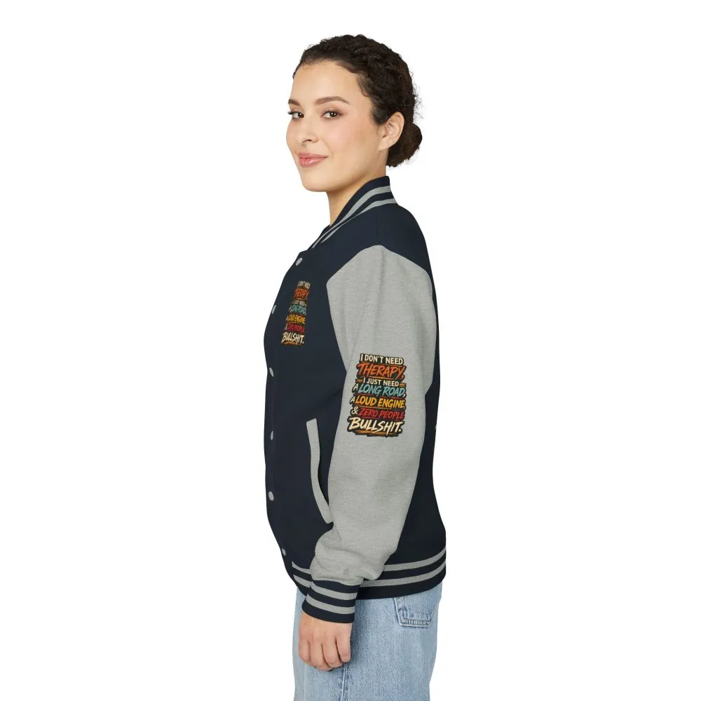 Unisex Heavyweight Letterman Jacket — "I Dont Need Therapy" Design F**K-Line
