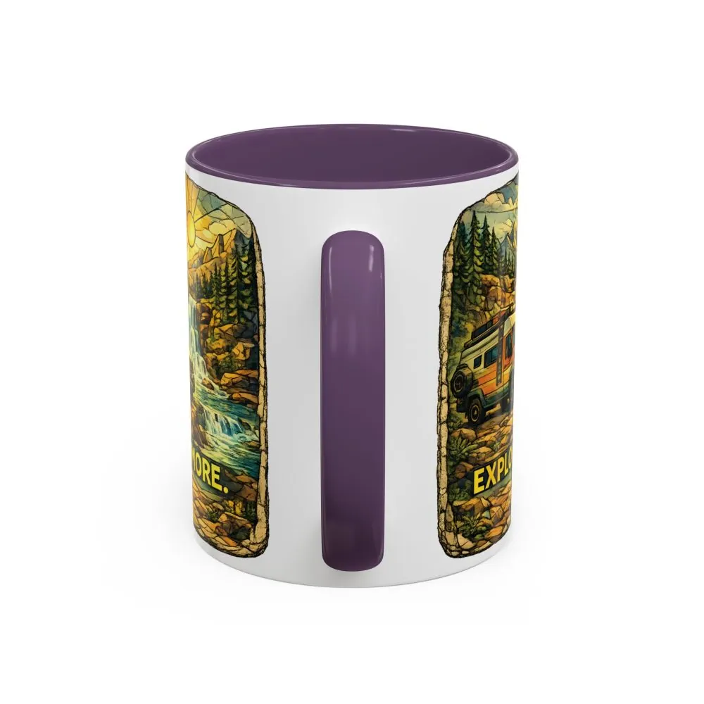 Accent Coffee Mug (11, 15oz) — "Explore More" Design Cubic-Line