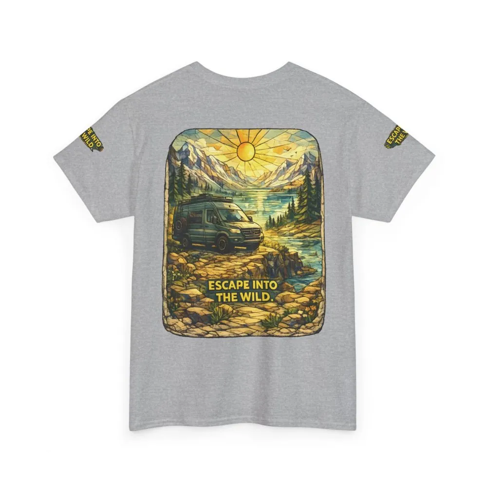 Unisex Heavy Cotton Tee — "Escape Into The Wild" Design Cubic-Line