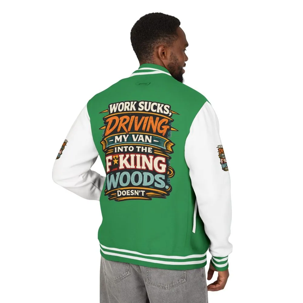 Unisex Heavyweight Letterman Jacket — "Work Sucks" Design F**K-Line