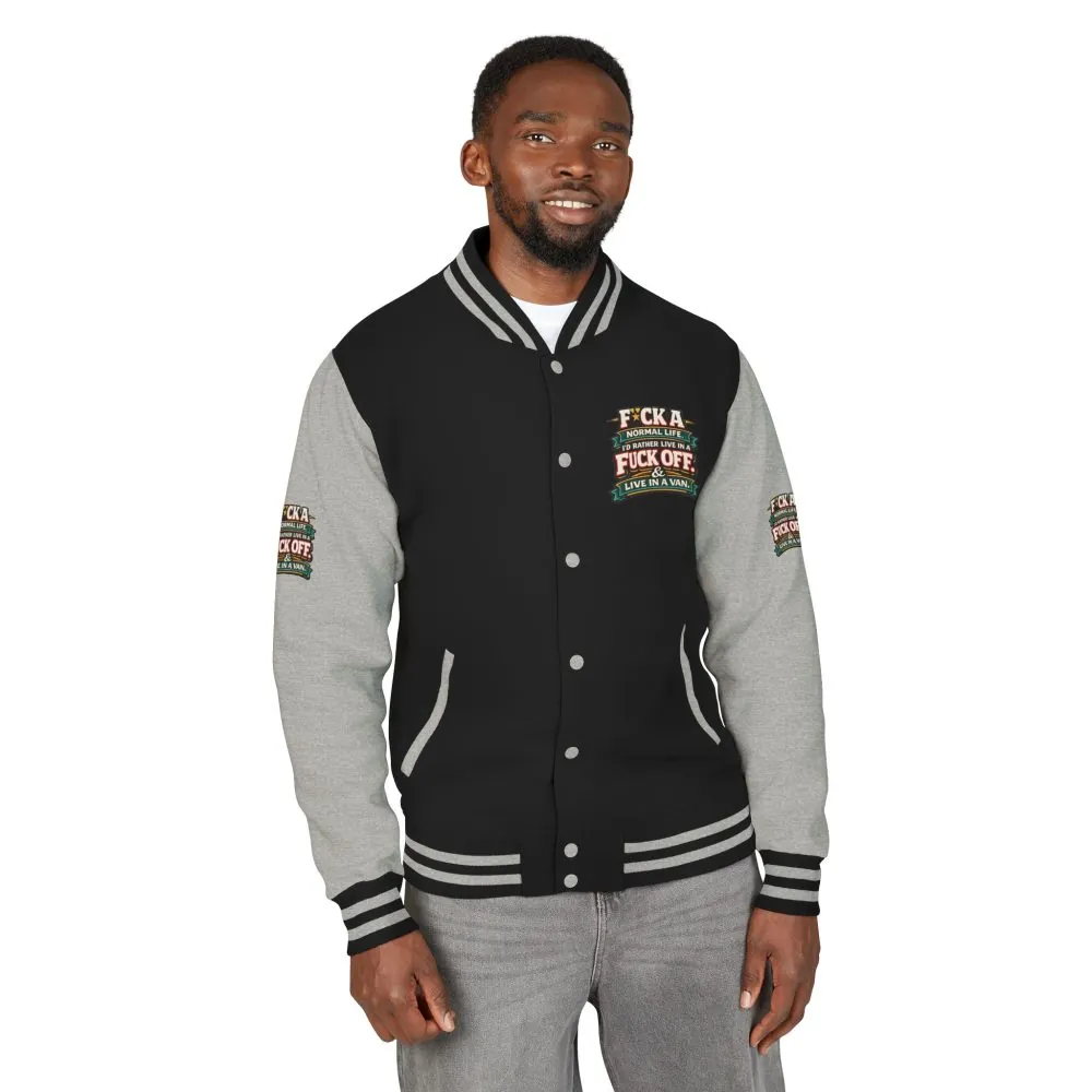 Unisex Heavyweight Letterman Jacket — "Fuck A Normal Life" Design F**K-Line