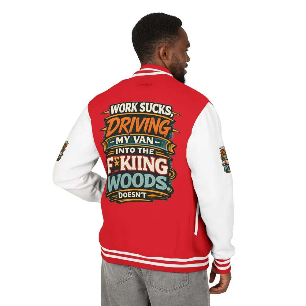 Unisex Heavyweight Letterman Jacket — "Work Sucks" Design F**K-Line