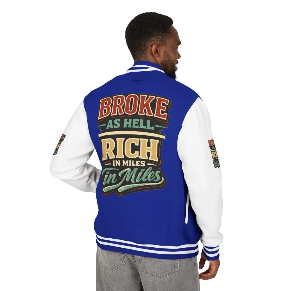 Unisex Heavyweight Letterman Jacket — "Broke As Hell" Design F**K-Line