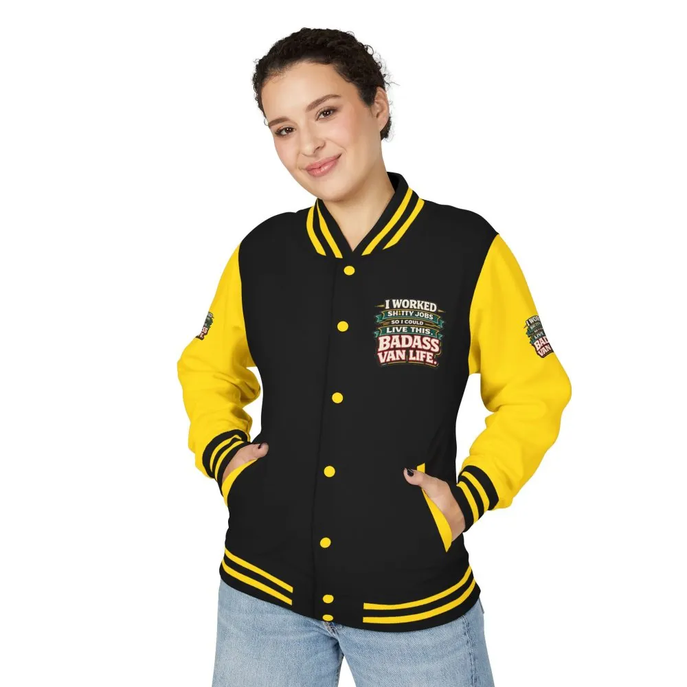 Unisex Heavyweight Letterman Jacket — "I Worked Shitty Jobs" Design F**K-Line