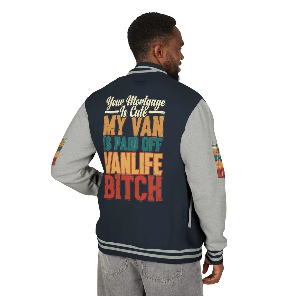 Unisex Heavyweight Letterman Jacket — "Your Mortgage Is Cute" Design F**K-Line