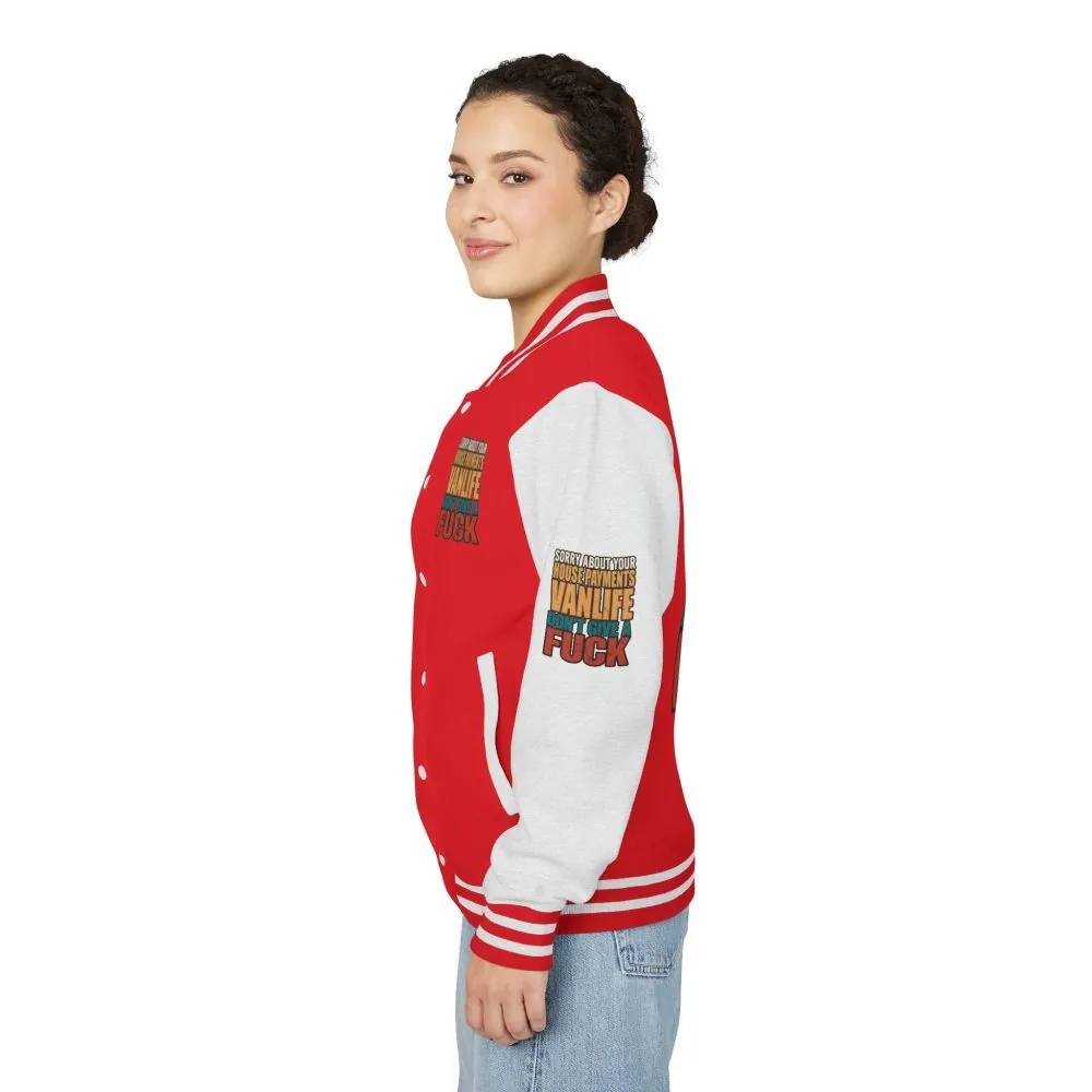 Unisex Heavyweight Letterman Jacket — "Sorry About Your House Payments" Design F**K-Line