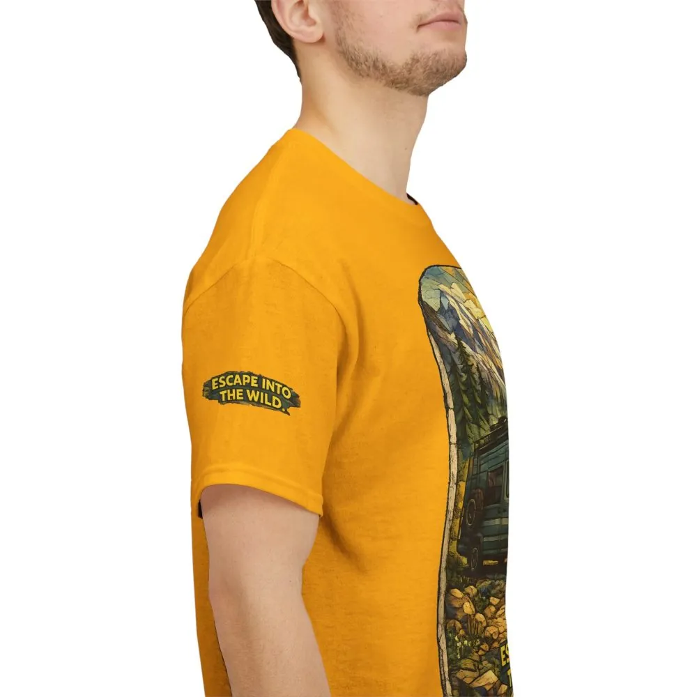 Unisex Heavy Cotton Tee — "Escape Into The Wild" Design Cubic-Line