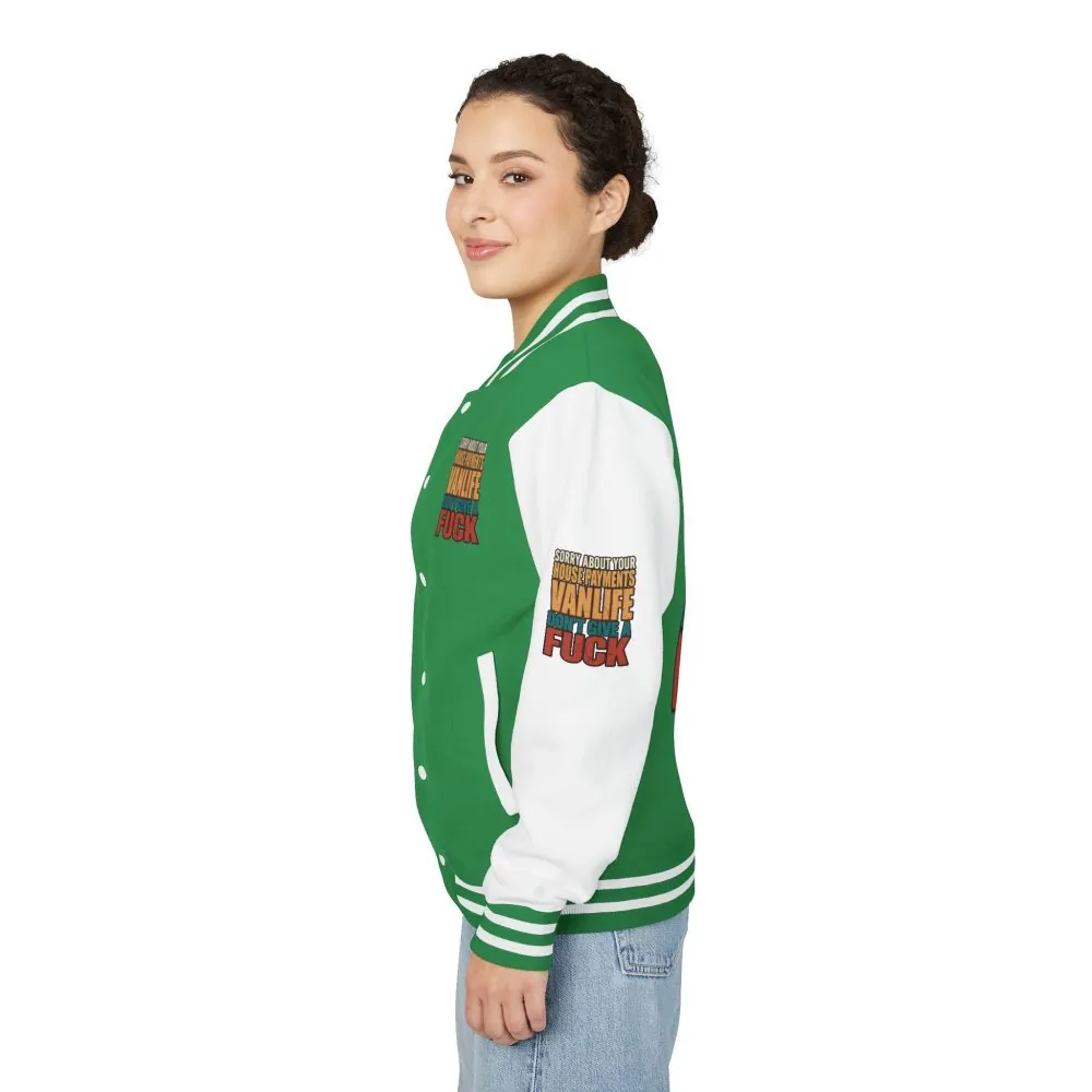 Unisex Heavyweight Letterman Jacket — "Sorry About Your House Payments" Design F**K-Line