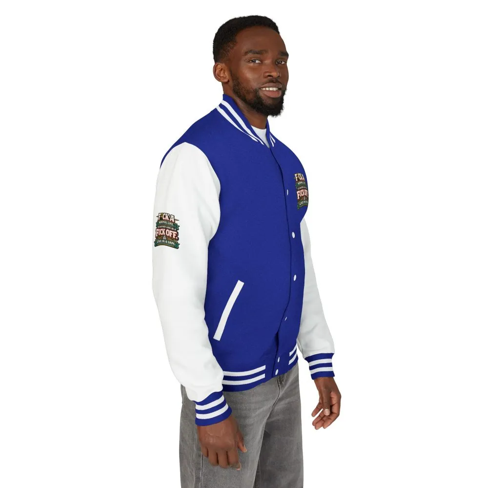 Unisex Heavyweight Letterman Jacket — "Fuck A Normal Life" Design F**K-Line