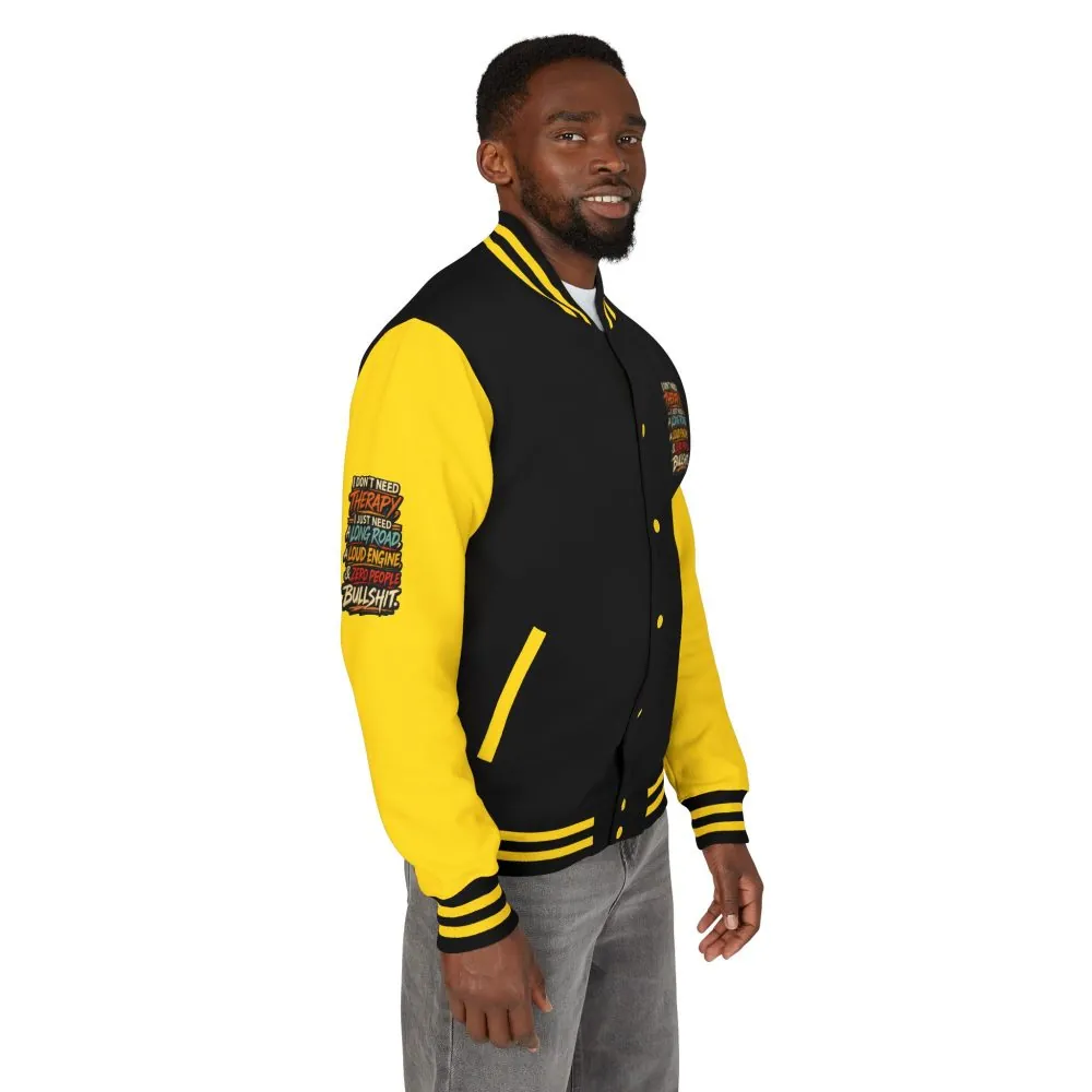 Unisex Heavyweight Letterman Jacket — "I Dont Need Therapy" Design F**K-Line