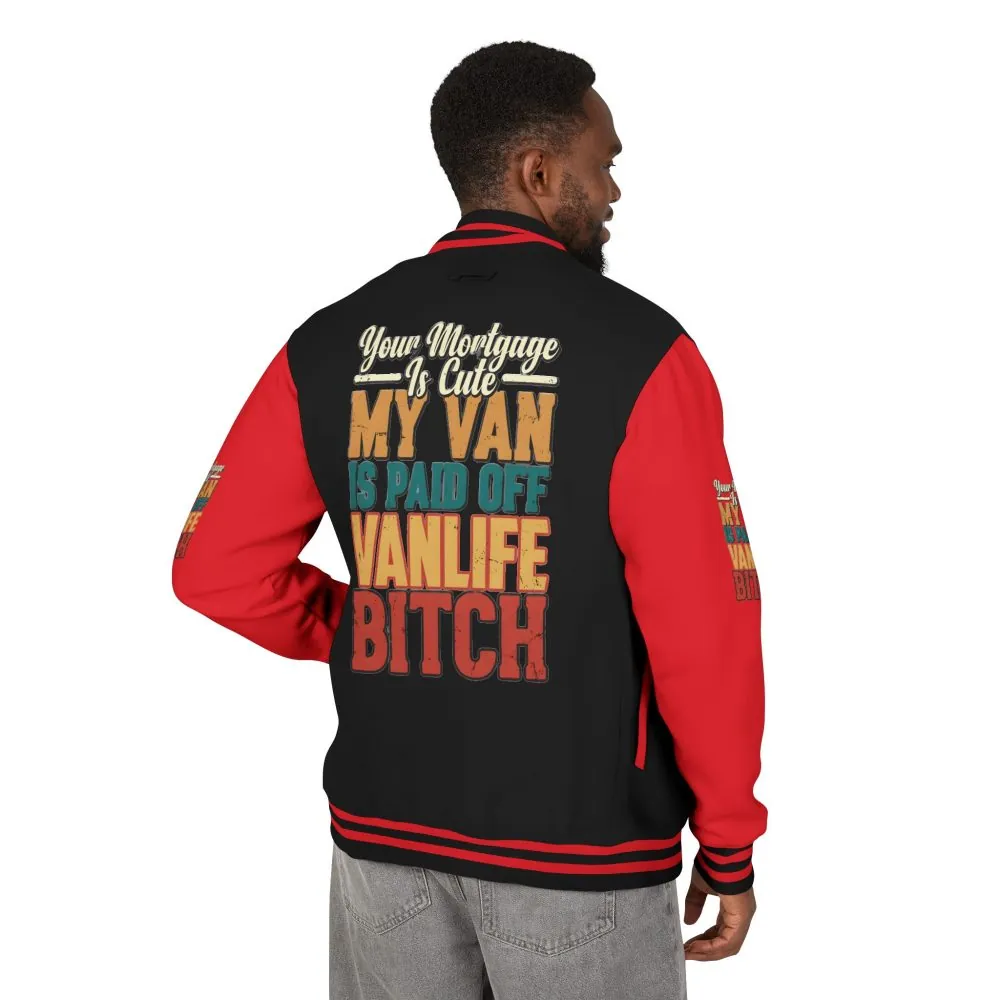 Unisex Heavyweight Letterman Jacket — "Your Mortgage Is Cute" Design F**K-Line
