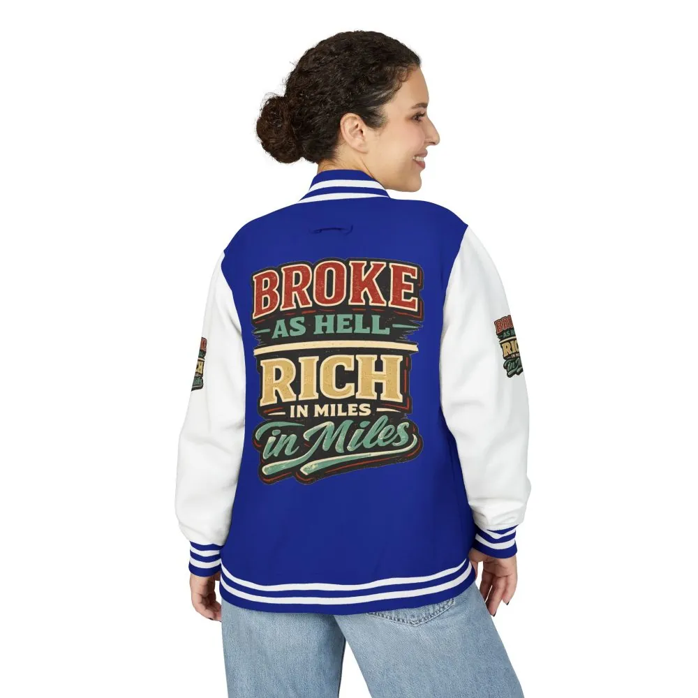Unisex Heavyweight Letterman Jacket — "Broke As Hell" Design F**K-Line