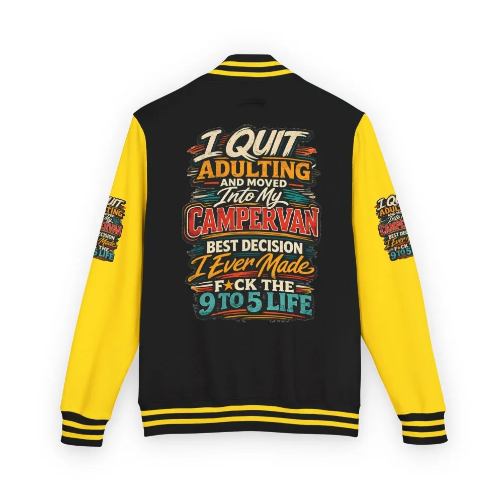 Unisex Heavyweight Letterman Jacket — "I Quit Adulting" Design F**K-Line