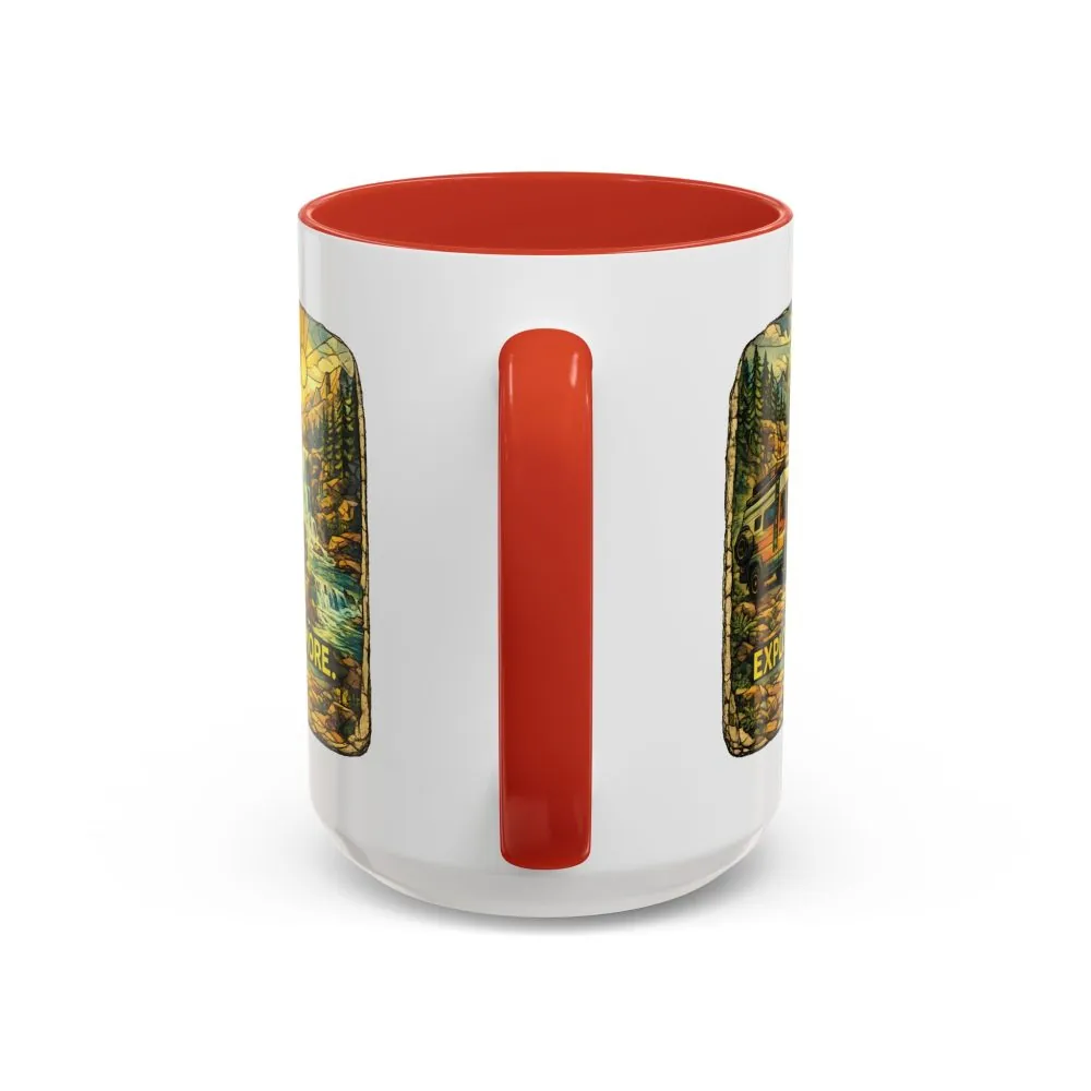 Accent Coffee Mug (11, 15oz) — "Explore More" Design Cubic-Line