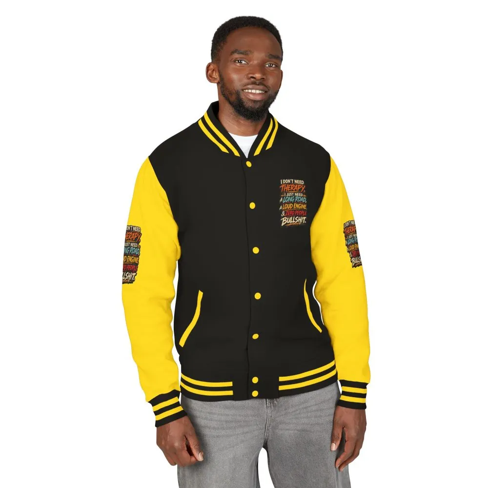 Unisex Heavyweight Letterman Jacket — "I Dont Need Therapy" Design F**K-Line