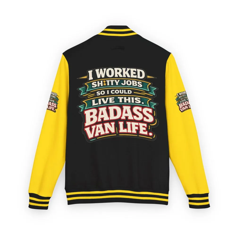 Unisex Heavyweight Letterman Jacket — "I Worked Shitty Jobs" Design F**K-Line