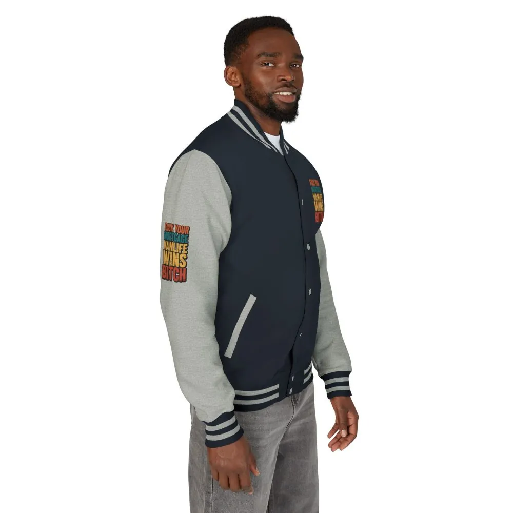Unisex Heavyweight Letterman Jacket — "Fuck Your Mortgage" Design F**K-Line