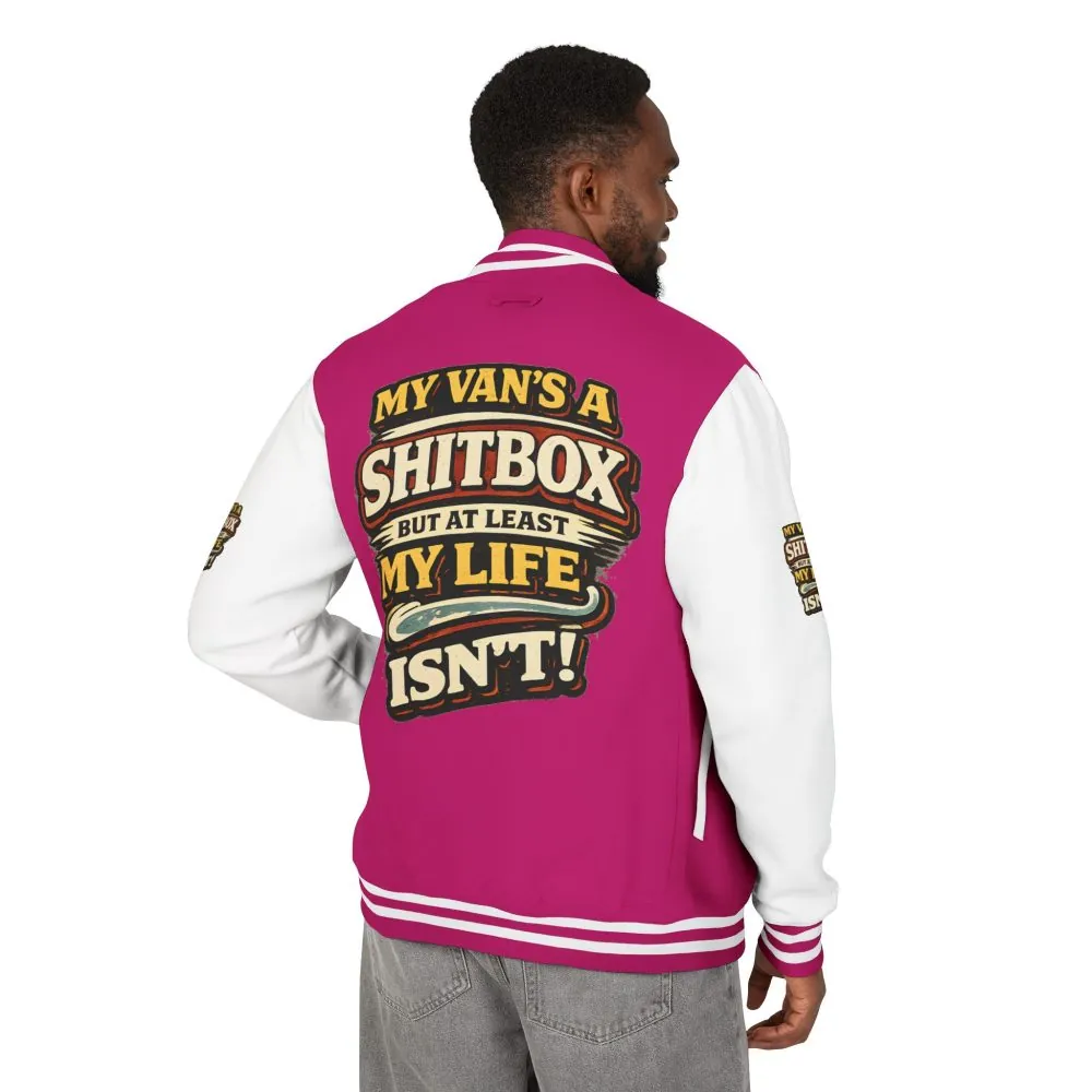 Unisex Heavyweight Letterman Jacket — "My Van`s A Shitbox" Design F**K-Line