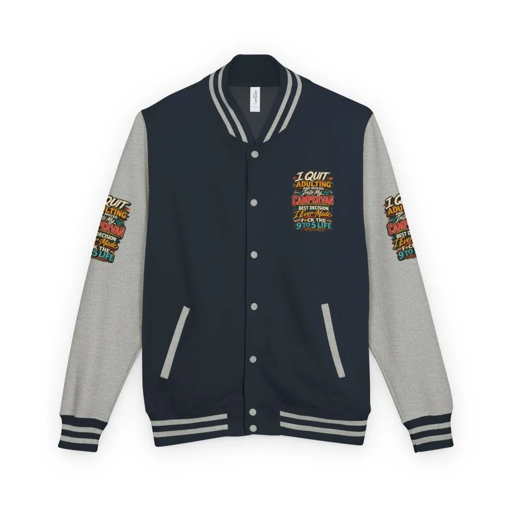 Unisex Heavyweight Letterman Jacket — "I Quit Adulting" Design F**K-Line
