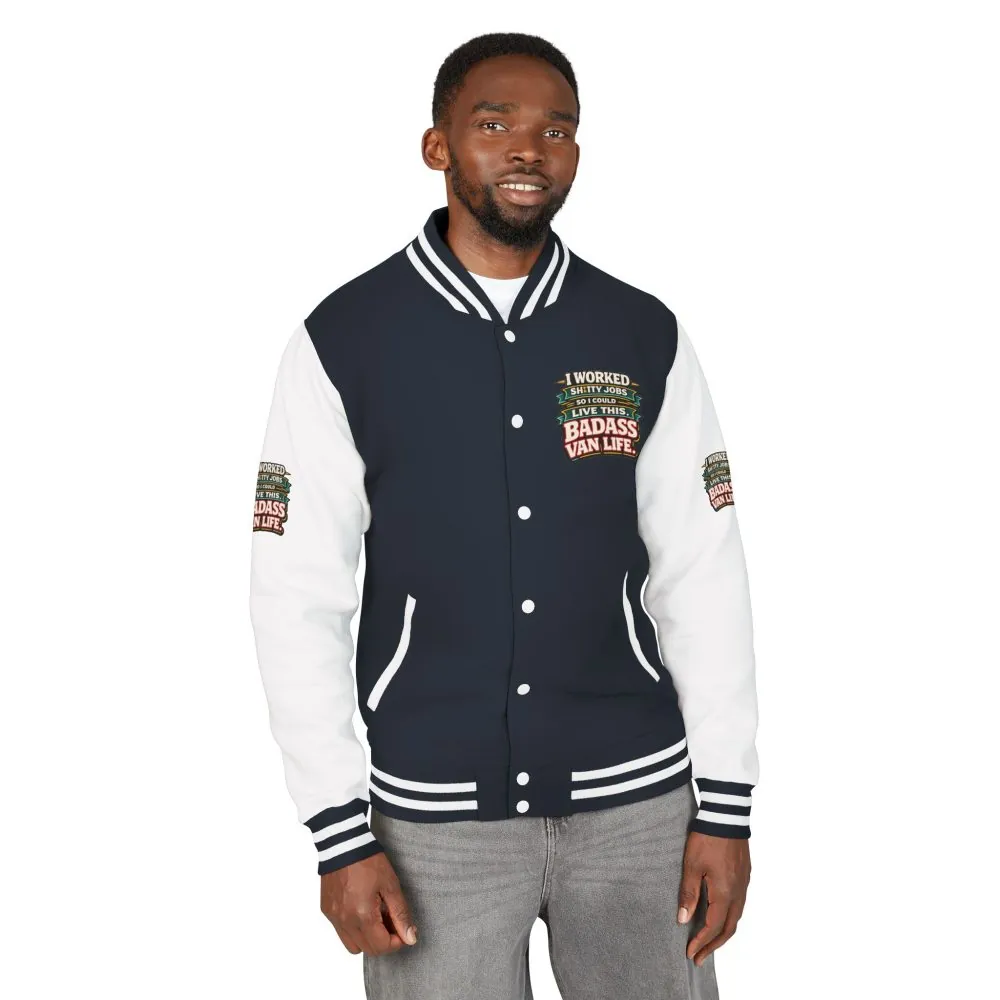 Unisex Heavyweight Letterman Jacket — "I Worked Shitty Jobs" Design F**K-Line