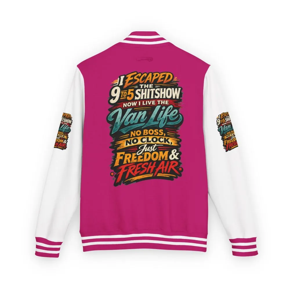 1303562516991872217_2048.jpeg Unisex Heavyweight Letterman Jacket — "I Escaped The 9 To 5" Design F**K-Line