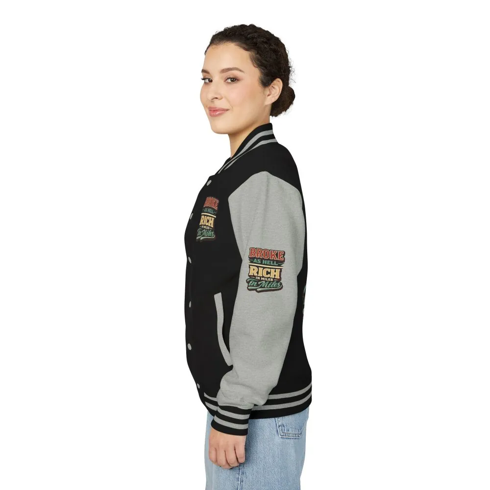 Unisex Heavyweight Letterman Jacket — "Broke As Hell" Design F**K-Line