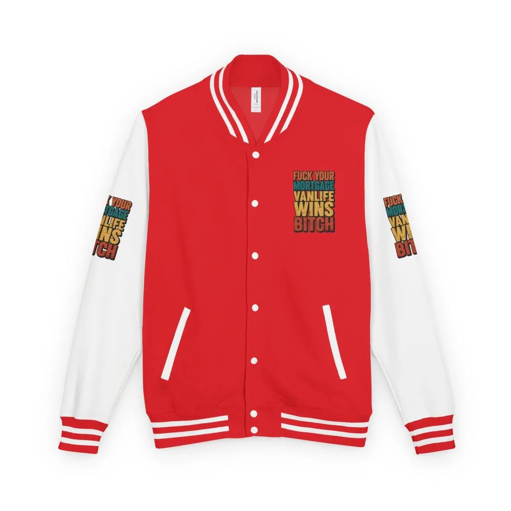 Unisex Heavyweight Letterman Jacket — "Fuck Your Mortgage" Design F**K-Line