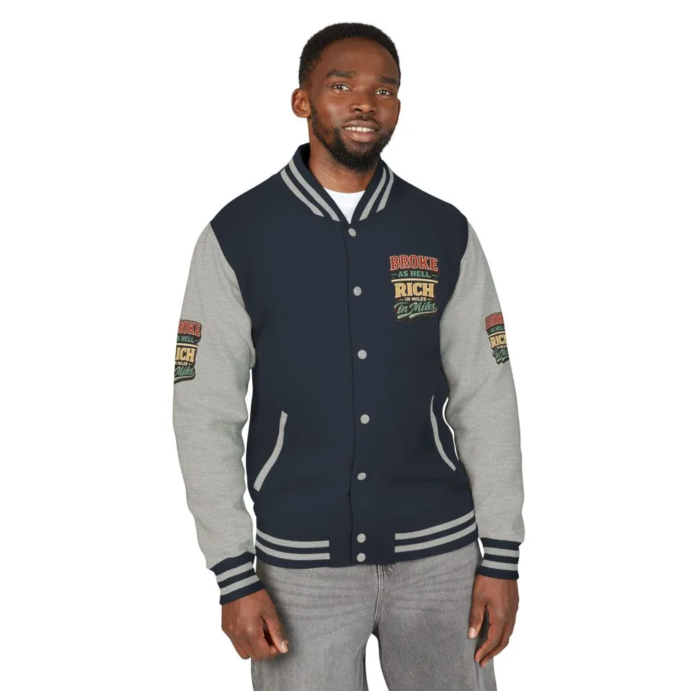 Unisex Heavyweight Letterman Jacket — "Broke As Hell" Design F**K-Line