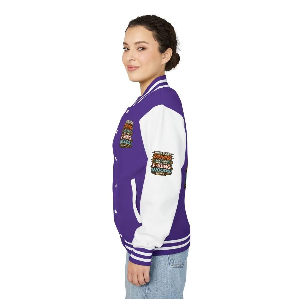 Unisex Heavyweight Letterman Jacket — "Work Sucks" Design F**K-Line
