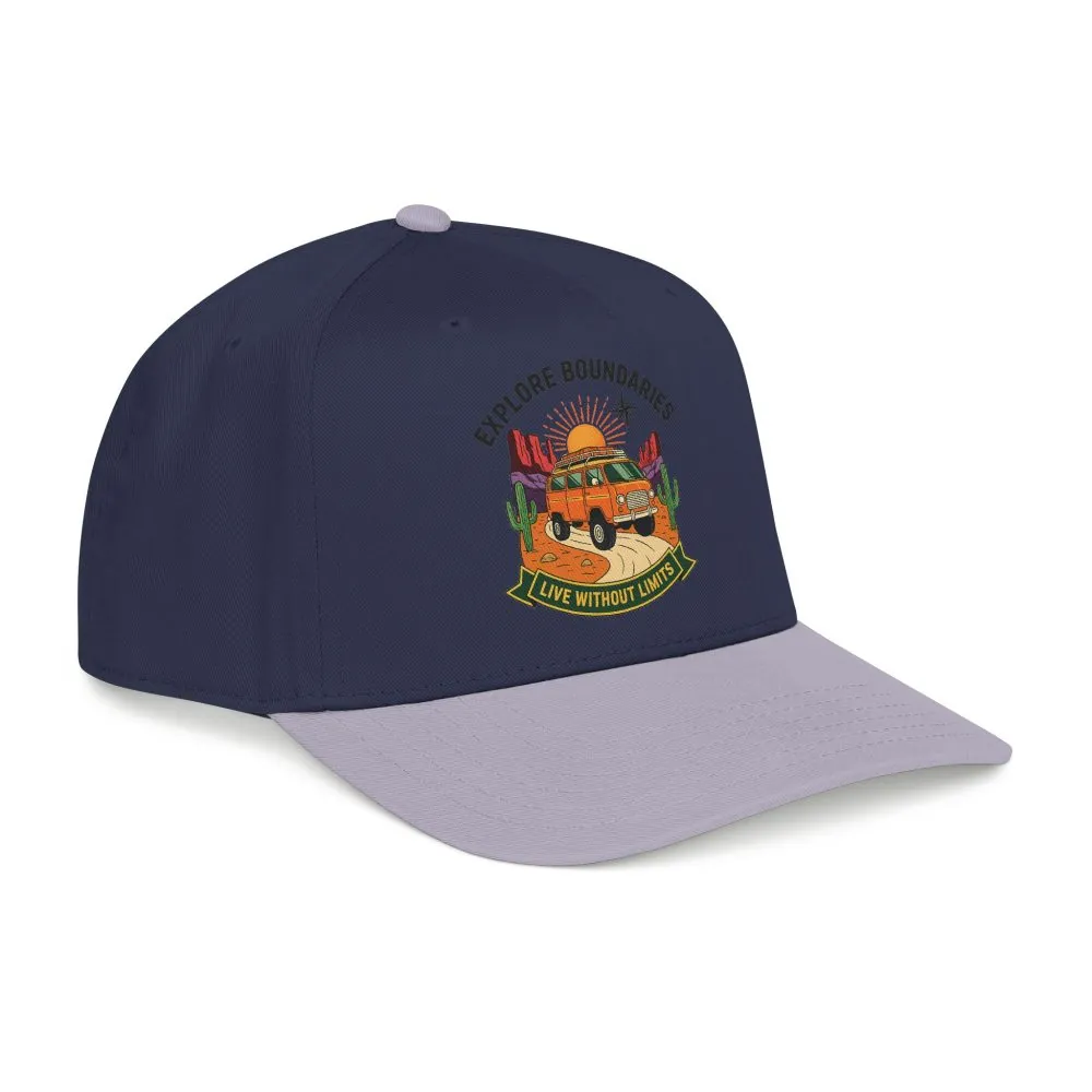 Baseball Cap— "Eplore Boundaries-Live without limits" Mid Profile Baseball Hat
