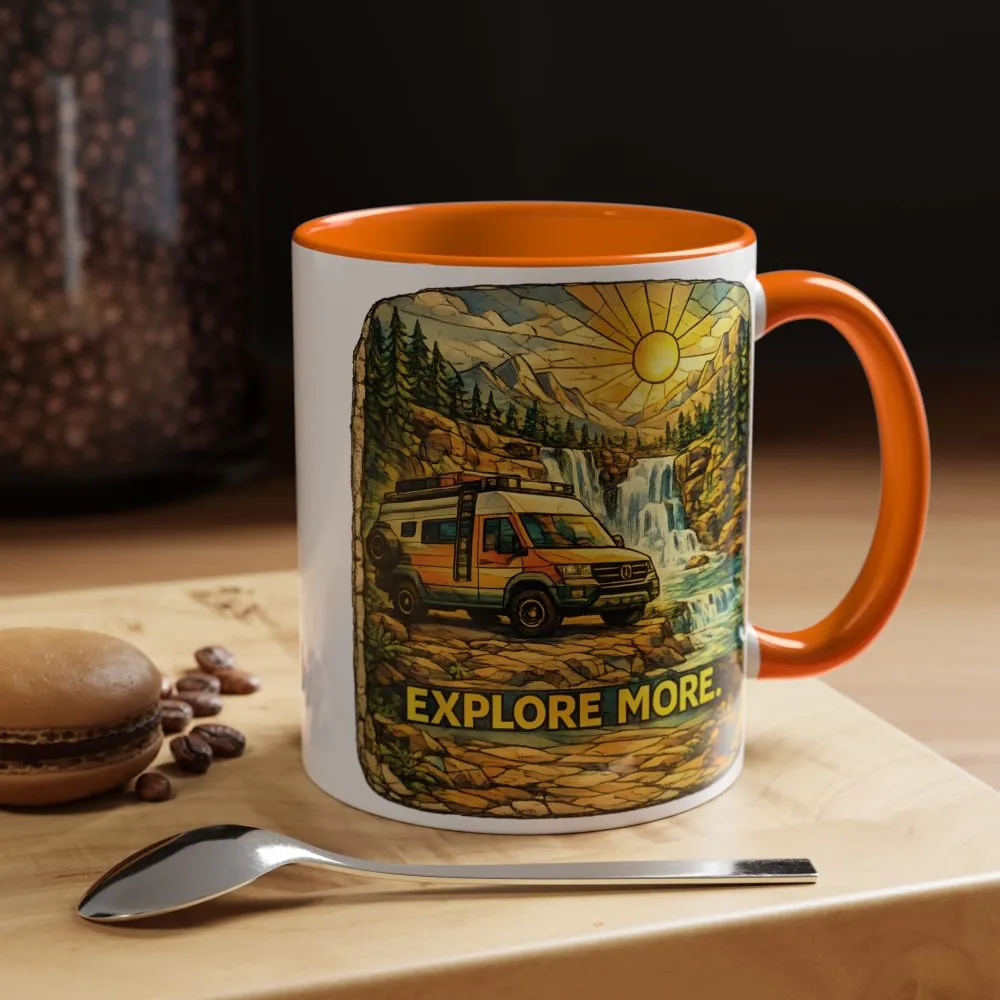 Accent Coffee Mug (11, 15oz) — "Explore More" Design Cubic-Line