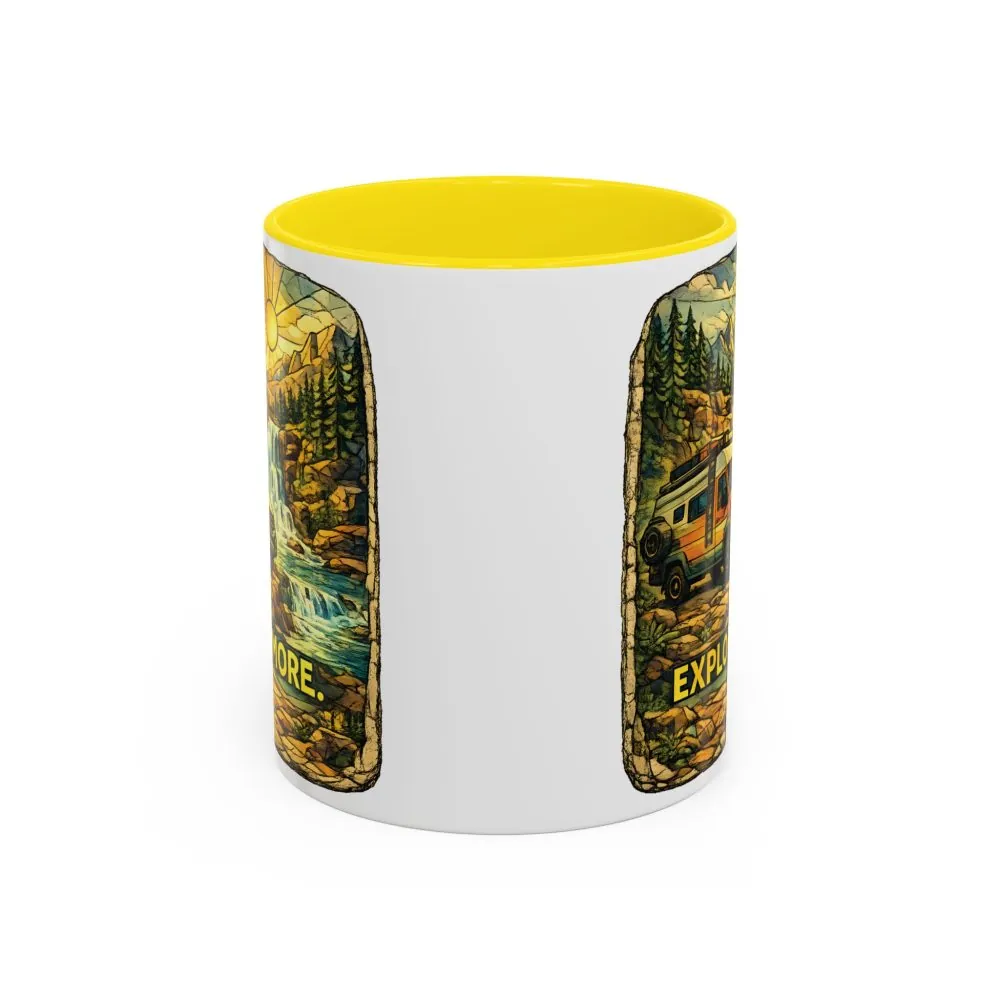 Accent Coffee Mug (11, 15oz) — "Explore More" Design Cubic-Line