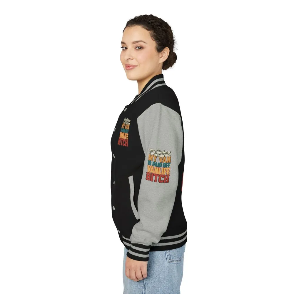 Unisex Heavyweight Letterman Jacket — "Your Mortgage Is Cute" Design F**K-Line