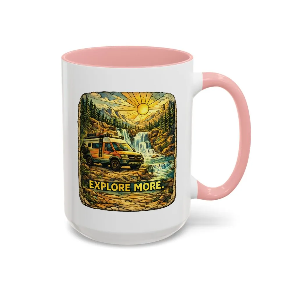 Accent Coffee Mug (11, 15oz) — "Explore More" Design Cubic-Line