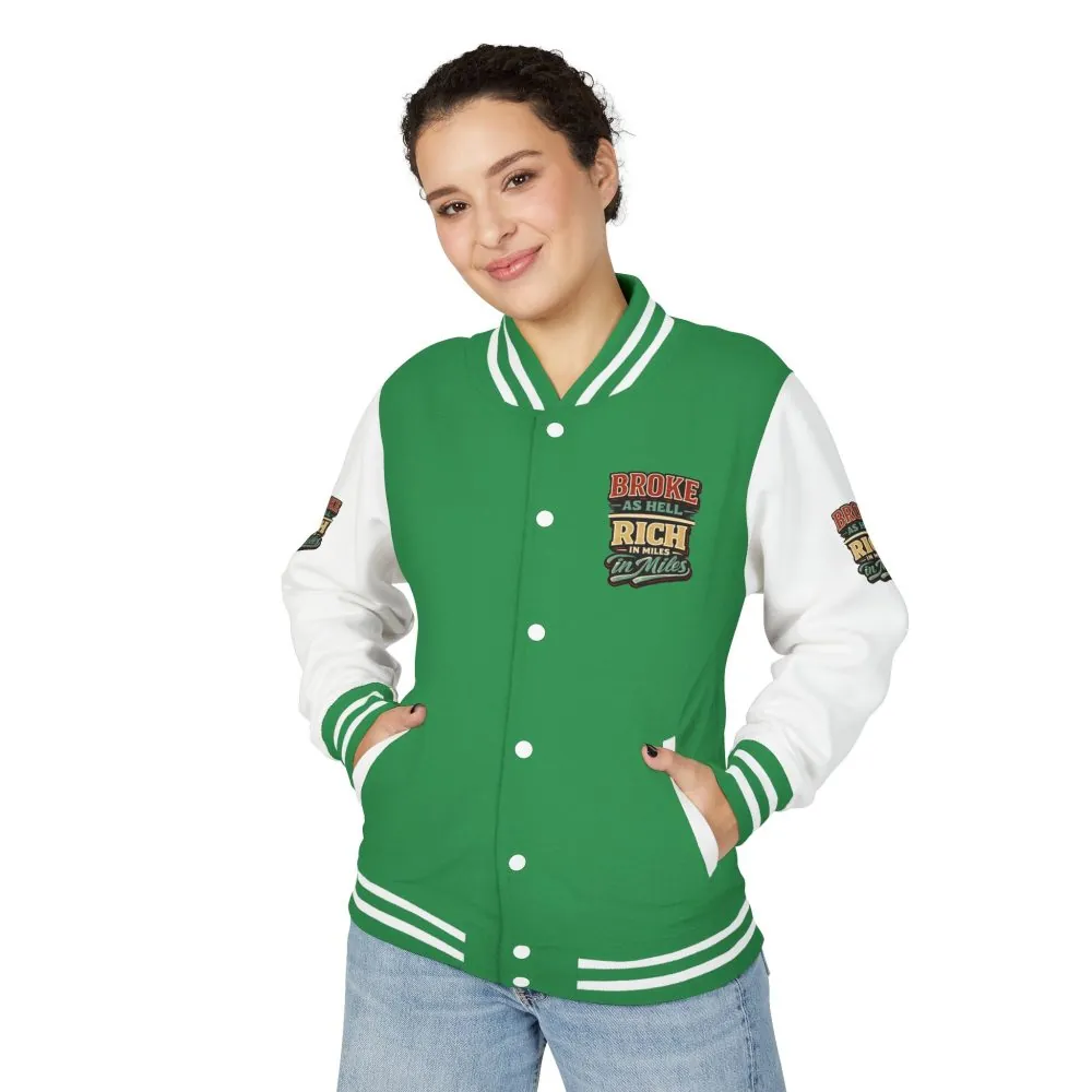 Unisex Heavyweight Letterman Jacket — "Broke As Hell" Design F**K-Line